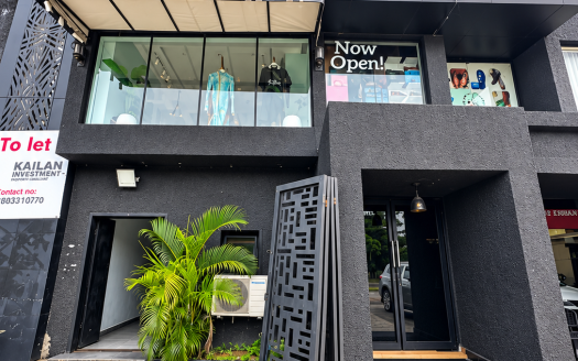 Modern Black Commercial Storefront with Glass Displays