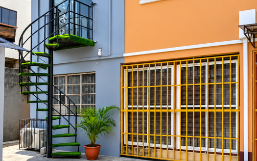 Modern Mini Boutique Facade with Spiral Staircase 525x328